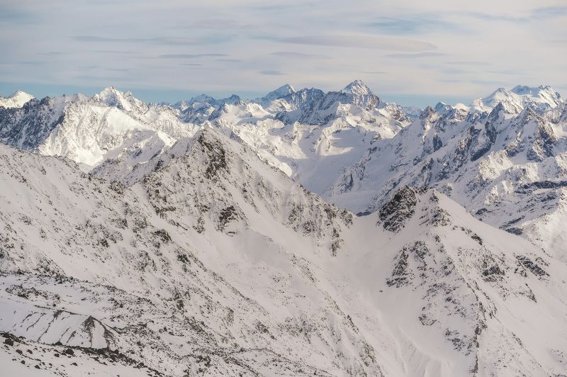 elbrus landscape mountains range nature caucasus plateau winter snow lenticular Part of Caucasian mountain\'s range.photo preview
