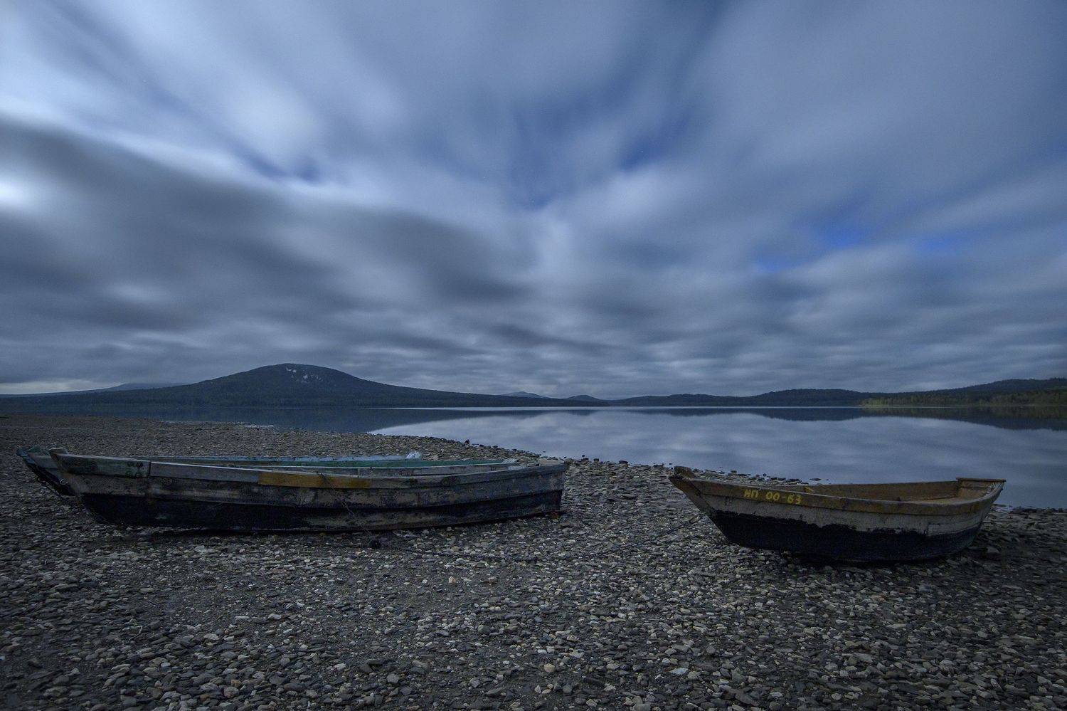 рассвет озеро горы лодка, Денис Храмеев