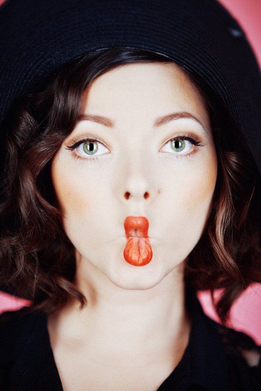 Глаза, Губы, Девушка, Шляпа 15photo preview