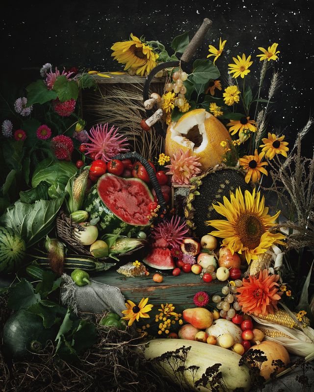 натюрморт, август, лето, овощи, натюрморт с овощами, цветы, огород, сад, подсолнух, арбуз 12 месяцев. Августphoto preview