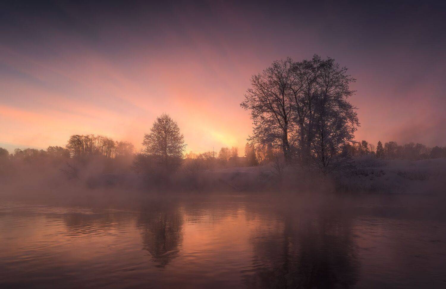 Зимнее зарево. Автор: Виталий Левыкин зима, рассвет, река, утро, пейзаж, пехорка, Виталий Левыкин