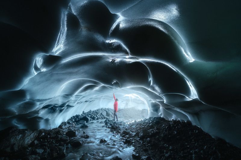 россия, камчатский край, камчатка, пейзаж, природа, лето, полуостров, пещера, дальний восток, ледяная пещера, лед, река Пещераphoto preview