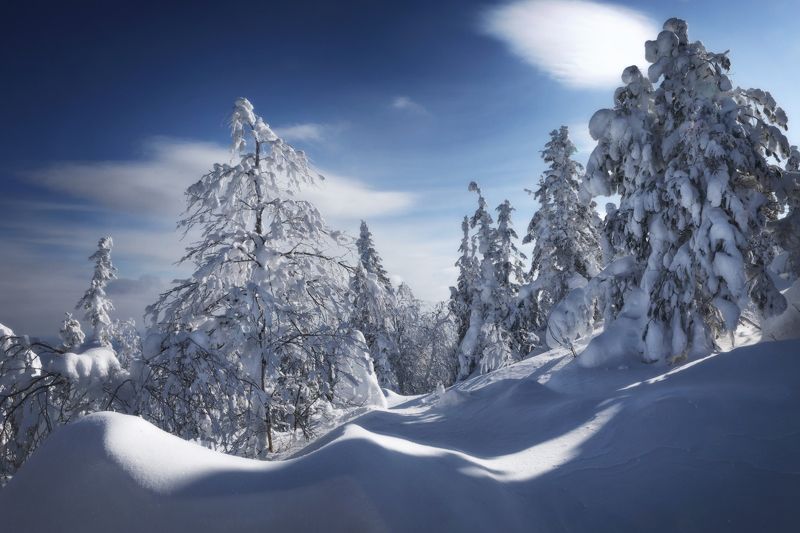 озеро, горы, лес, природа, закат, рассвет, красота, приключения, путешествие, облака Спят леса Урала укрытые шапками снегаphoto preview