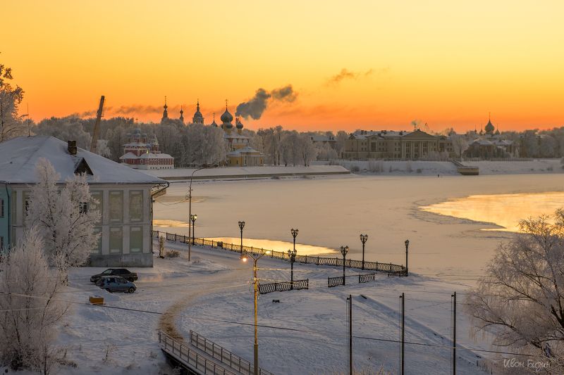 углич, волга, мороз, закат, зима Угличphoto preview