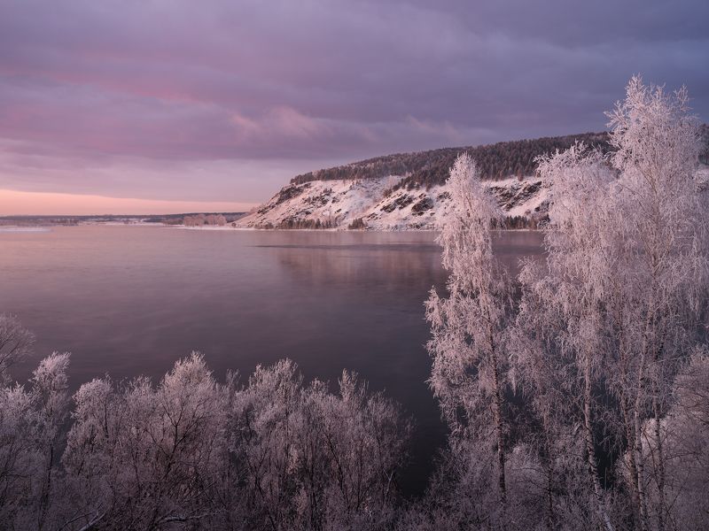 зима, зимний пейзаж, пейзаж ,снег, закат, мороз, енисей, winter, fujifilm В розовом...photo preview