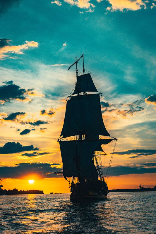 frigate, sea, sail, transportation, boat, ship, cruise, vessel, sailboat, historic, nautical, navigation, water, wooden, voyage, vintage, tall, sky, old, navy, wind, travel, maritime, galleon, transport, ancient, adventure, yacht, wave, marine, mast, anti The Frigate Shtandar in calm weather sailing sunset time Riga Latviaphoto preview