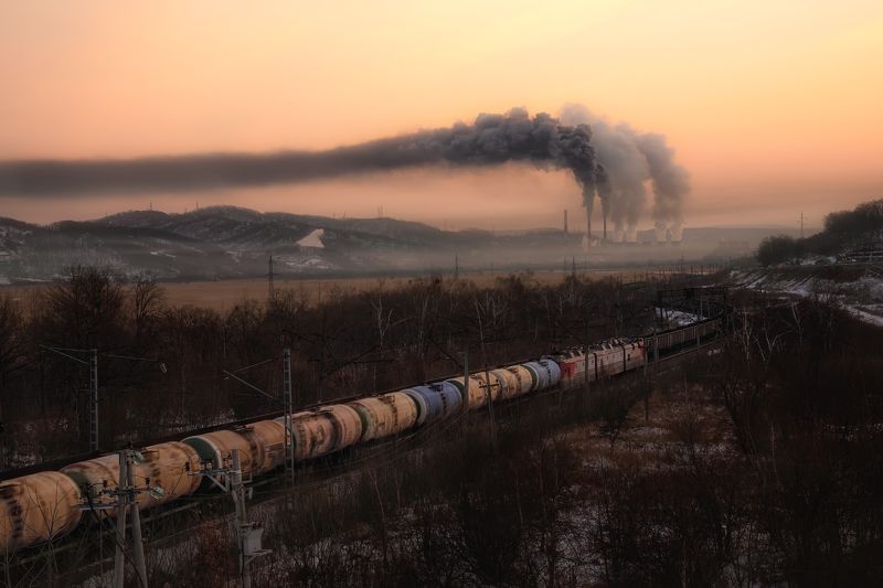 дым, промышленность, теплостанция, пейзаж, индустриальный пейзаж, климат, экология, природа, рассвет Утро, XXI век фото превью