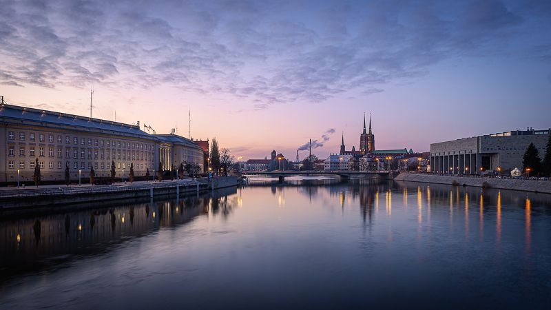wroclaw, poland, ostrow tumski, river, odra, panorama, evening Wrocławphoto preview