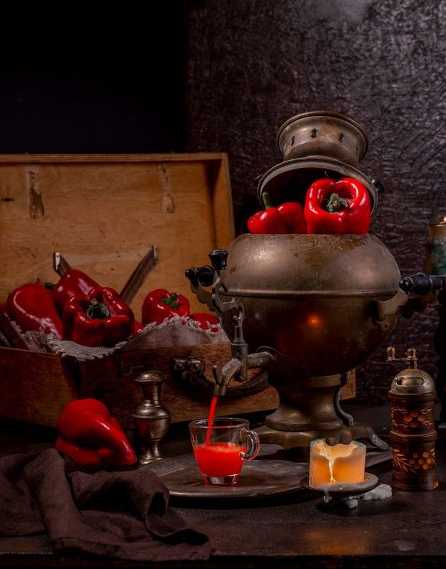 самовар, красный перец, чемодан, сок, фреш Сказочные сладостиphoto preview