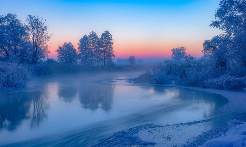 Winter 2021  landscape  nature  snow  frost  river  Gwda  sky -24 degrees  light  trees  Photography Beauty In Nature  Cold Temperature  Ice December frosty morning - 24 degreesphoto preview