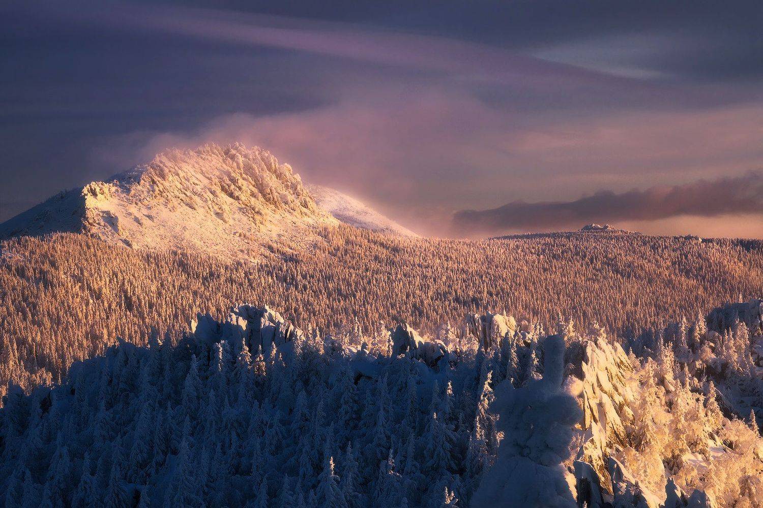 Когда восходит солнце. Автор: Владимир Ляпин урал, таганай, зима, Владимир Ляпин