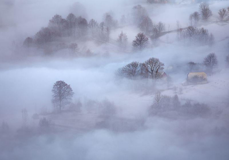 winter, romania, mist, sunset, fog, mountains, viilage, misty, landscape, travel Like a Dream...photo preview