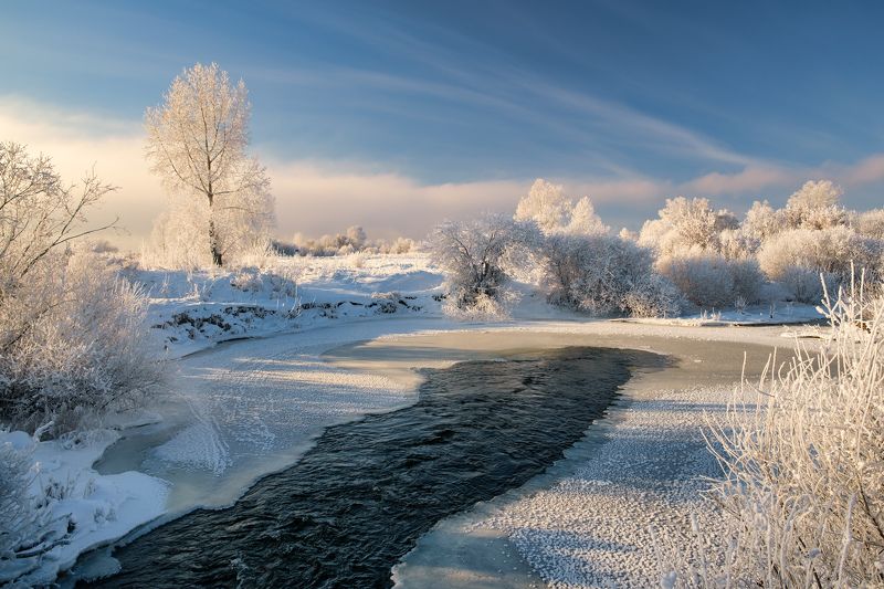 зима, зимний пейзаж, пейзаж ,снег, мороз, winter, fujifilm В вечерних сумерках...photo preview
