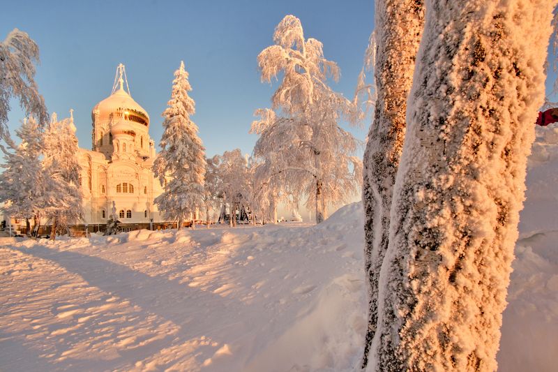 зима, пейзаж, мороз, закат, иней Зима в Белогорьеphoto preview