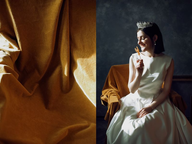 портрет The Princess of silk and velvet with a candy roosterphoto preview