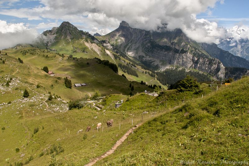 swiss, ,mountains, ,sky, ,clouds, ,green valleys, ,tracks, , Switzerland - land of mountains and green valleysphoto preview