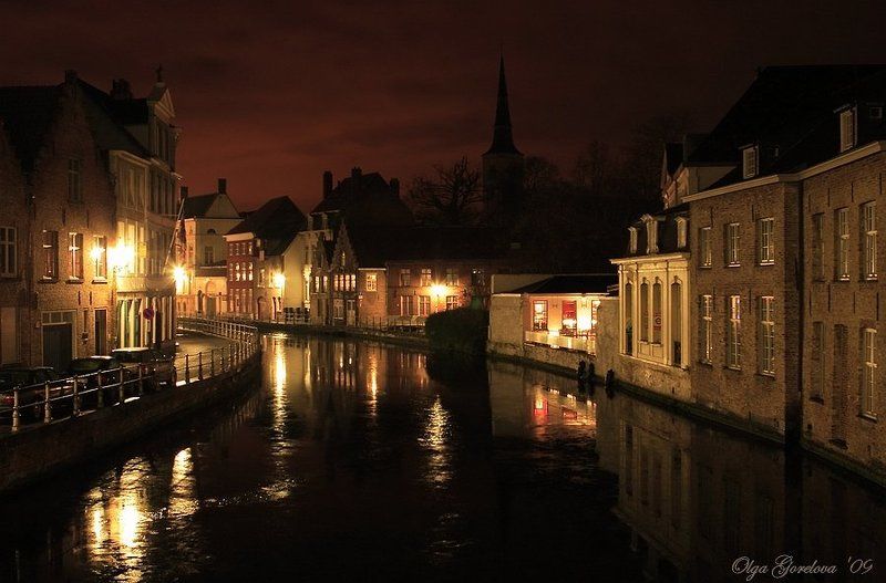 фото, бельгия, брюгге, ночь Brugge фото превью