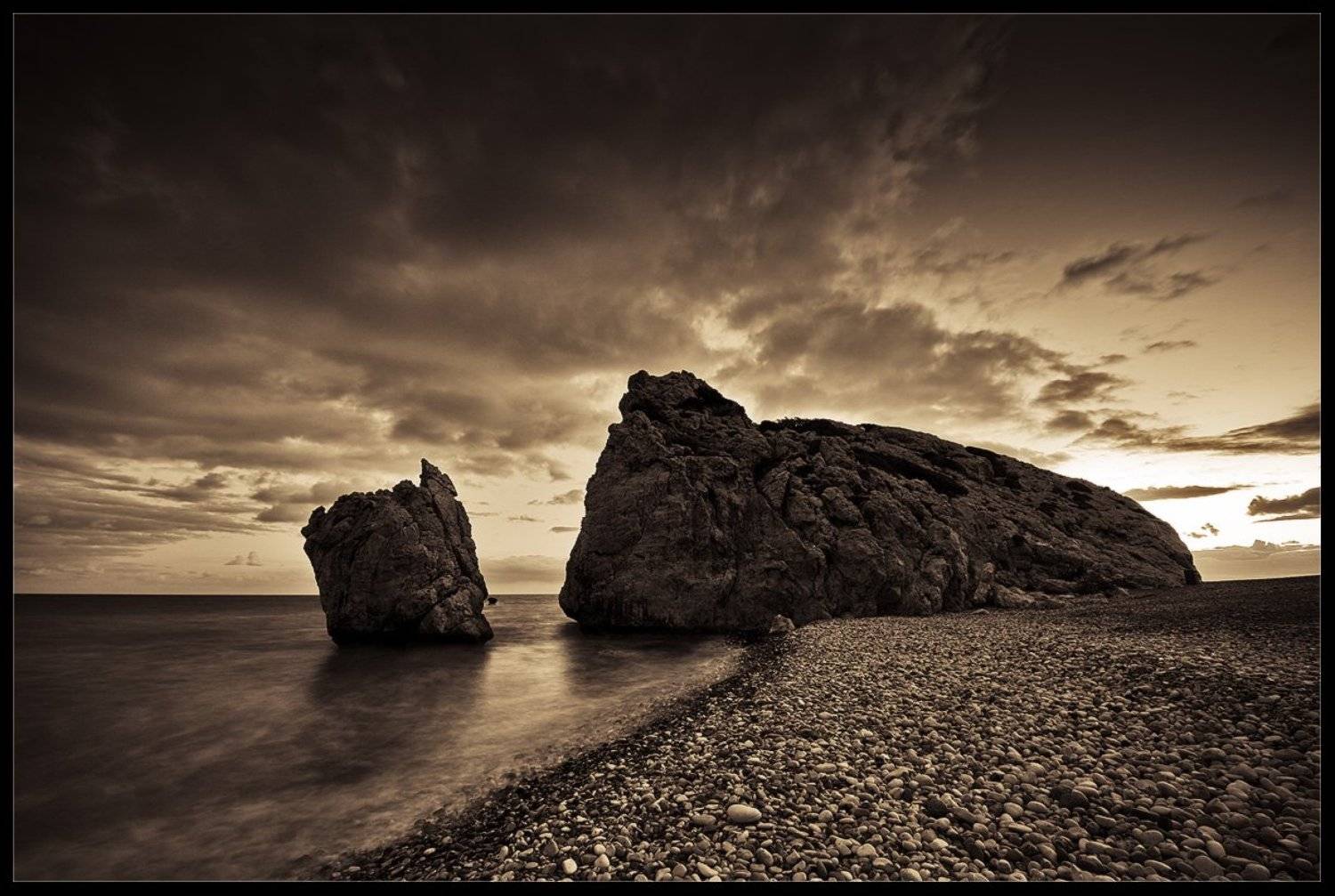 кипр,пляж афродиты,море,пейзаж,природа,камни,сумерки, Александр Константинов