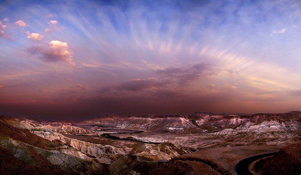 пустыня, бог, негев, закат, око, облака, горы, долина, речей, Bobsfog