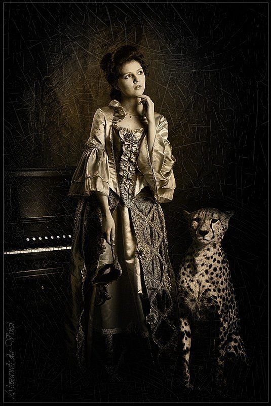 музыка, воспоминание о музыке, графиня, кнежна, княгиня, старинный костюм, старинное платье, прошлый век, портрет, леопард, клавесин мимолетное воспоминание о музыкеphoto preview