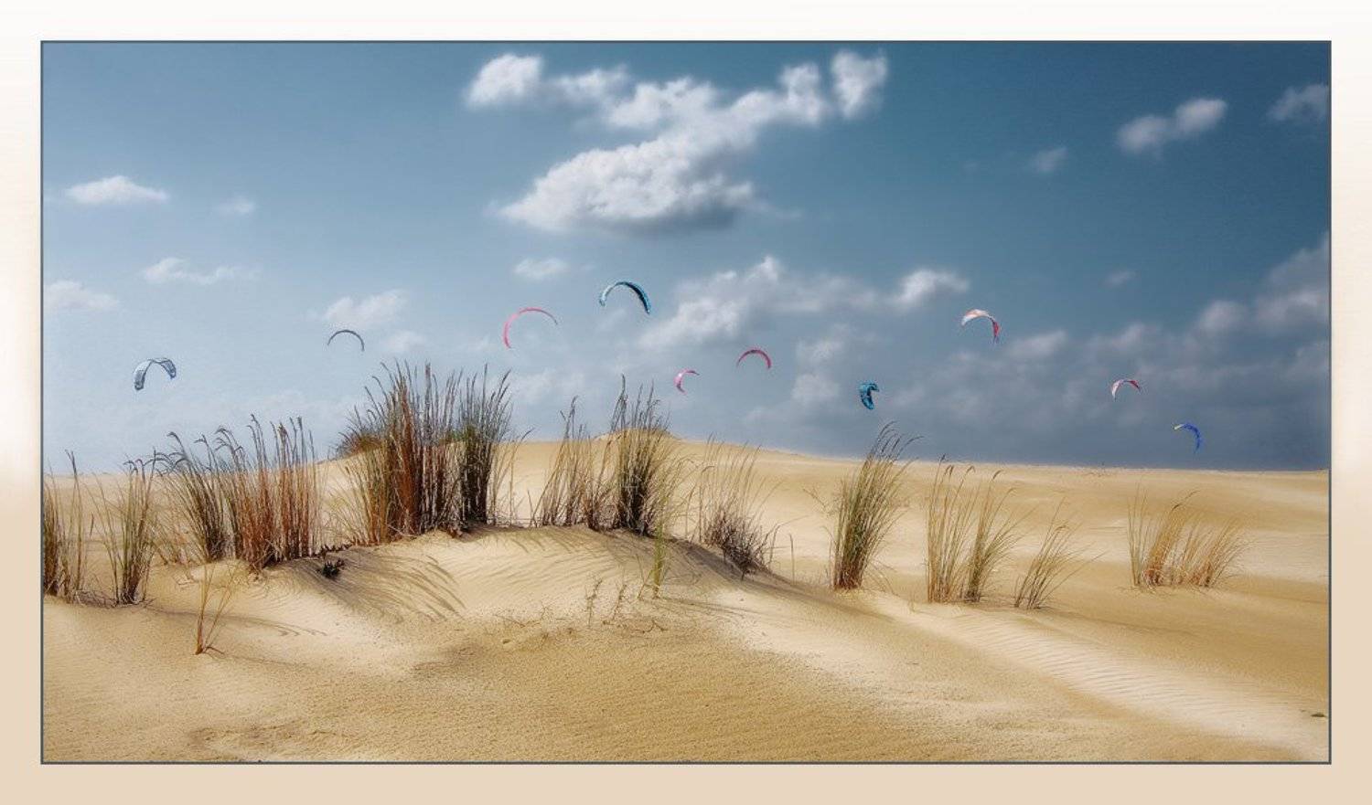 средиземное, море, дюны, песок, кайт, облака, ветер, израиль, Bobsfog