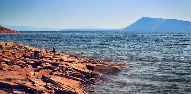 Берег, Енисей, Корабль, Красноярское водохранилище, Паром Красноярское мореphoto preview