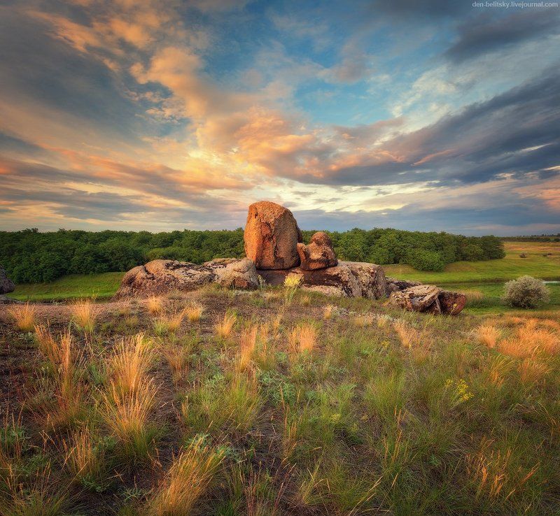 Закат, Лето, Небо, Облака, Пейзаж, Украина Летний вечер в посёлке Гранитноеphoto preview