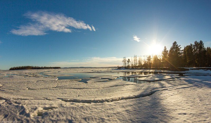 Белое море, Кольский полуостров Апрельский закат на берегу Белого моря.photo preview