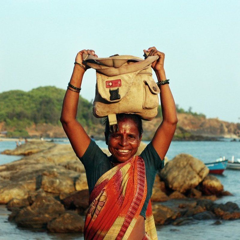 берег, вода, индия, море, портрет, сумка, Улыбка ***photo preview