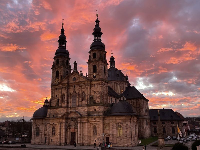 architecture, church, prague, tower, castle, building, cathedral, old, town, europe, city, gothic, sky, religion, history, medieval, landmark, travel, bridge, palace, czech, tourism, night, ancient, romania cathedral of St. Boniface in Fulda Hesse Germanyphoto preview