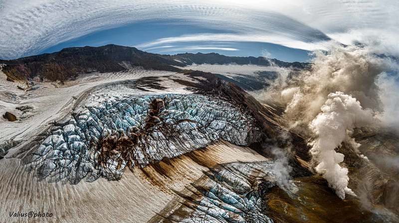 вулкан, volcano, dronophoto, airphoto, valius kamchatka, камчатка, путешествие, пейзаж, landscape, nature, russia, photo вулкан Мутновский, ледник фото превью