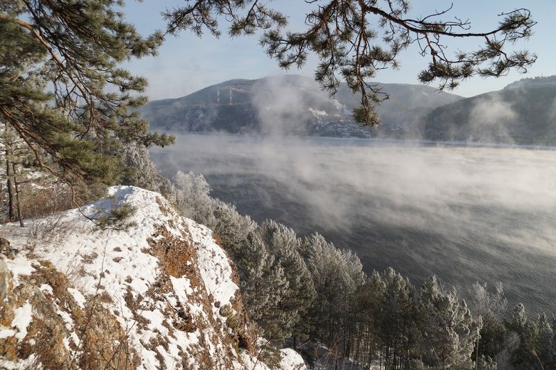 мороз солнце сибирь Морозный день на Енисееphoto preview