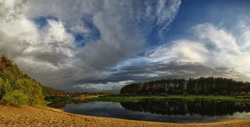 Берег, Лето, Небо, Озеро, Осень, Отражение, Панорама, Пейзаж, Природа, Река Нижегородская губернияphoto preview