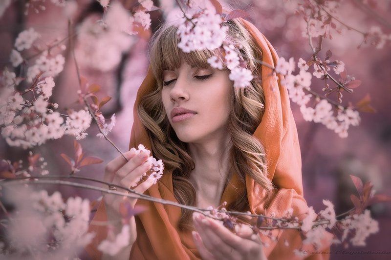 Вишня, Женщина, Цветы, Юность Время расцвета.....photo preview