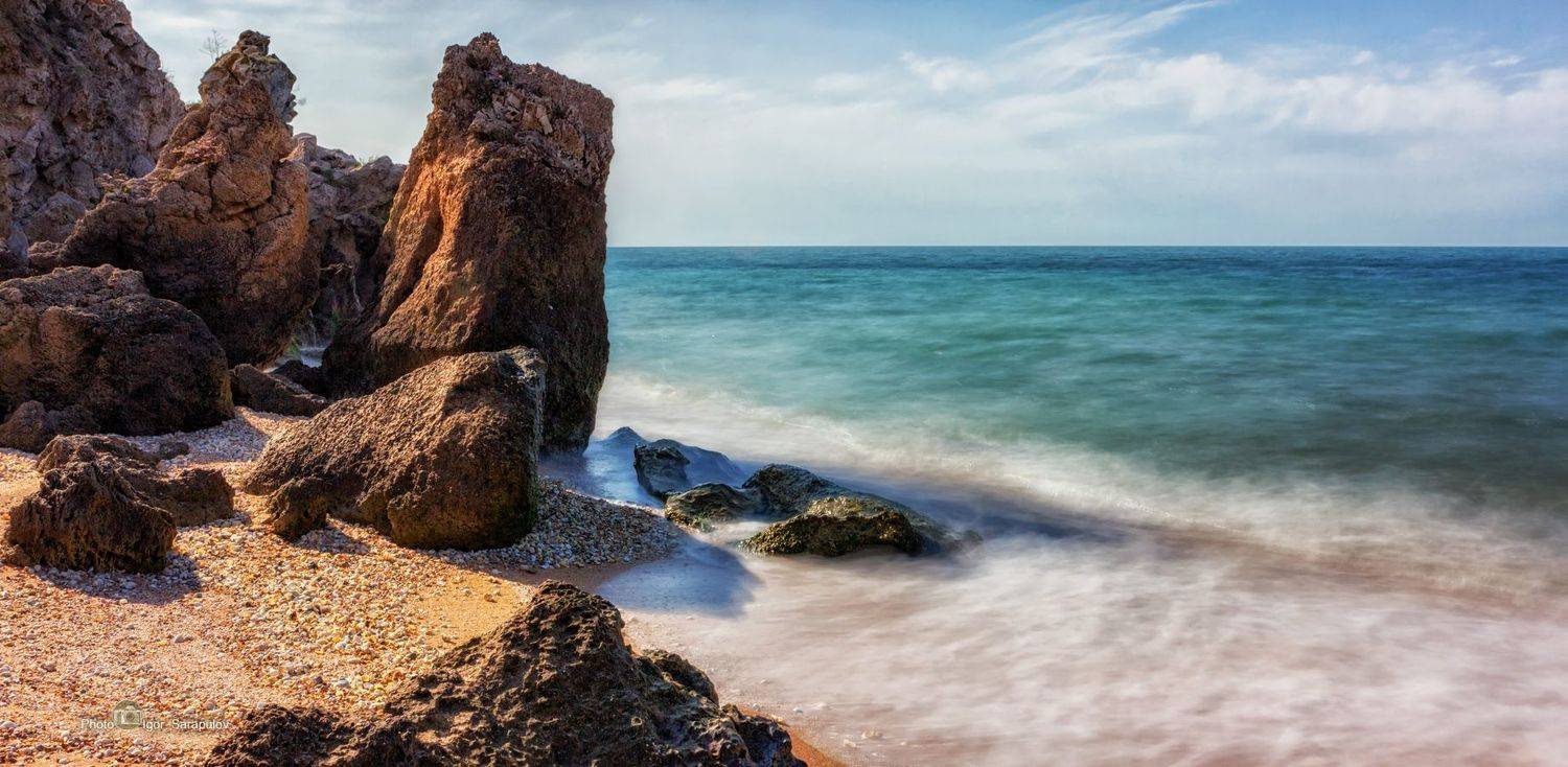 природный парк караларский, генеральские пляжи, азовское море, валуны, истуканы, рифы,керченский полуостров,  путешествие на автомобиле, путешествие дикарём,  пляж, панорама, ракушки, крым, дикий пляж, вид,  paradise, Сарапулов Игорь