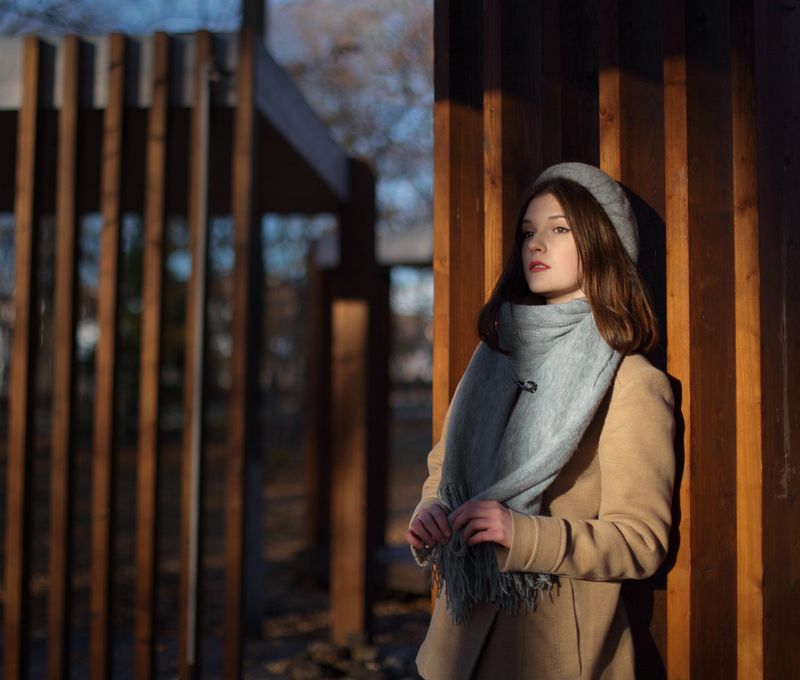 девушка, портрет, осень, закат *** фото превью