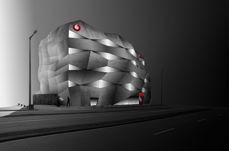 building, architecture, bnw, mood, minimalism, creative, urban Vodafone building in Oportophoto preview