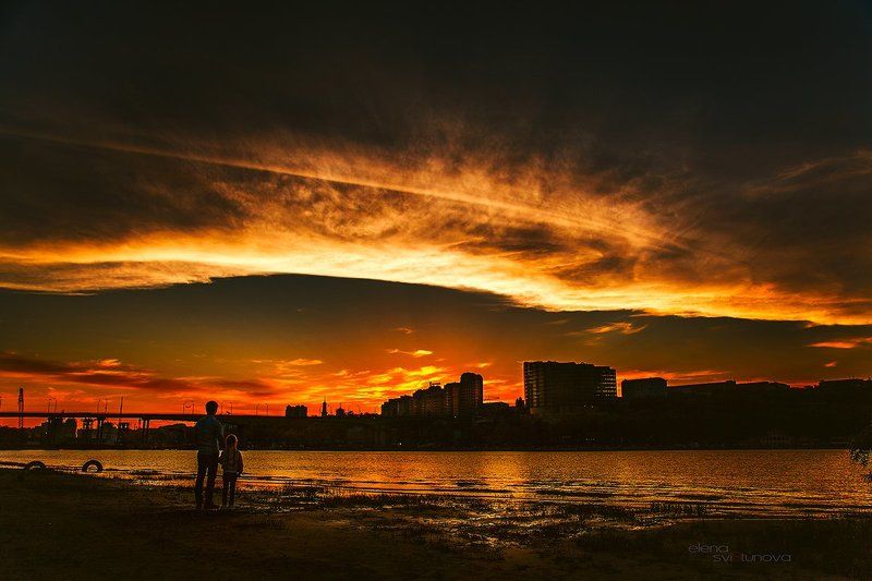 Город, Городской пейзаж, Закат, Небо, Река Правый берег Донаphoto preview