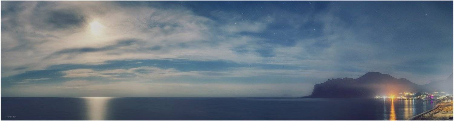 Автор: Jazz Man Коктебель, Крым, Луна, Море, Ночь, Панорама, Полнолуние, Чёрное море, Jazz Man