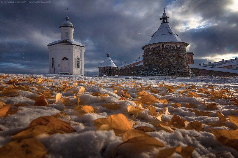 Зима, Монастырь, Осень, Остров, Острова, Соловецкие, Соловки, Церковь Зимняя осеньphoto preview