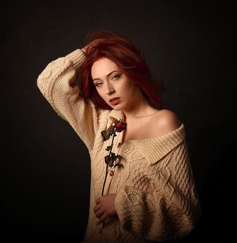 dark, alone, body, lowkey, art, black, redhair, ginger, redhead Ginger love rosephoto preview