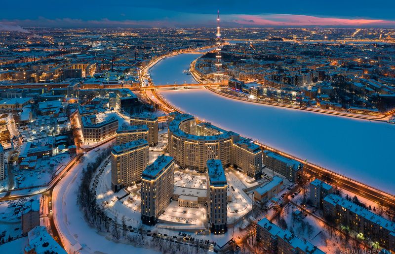 россия, петербург, зима, вечер Большая Невкаphoto preview