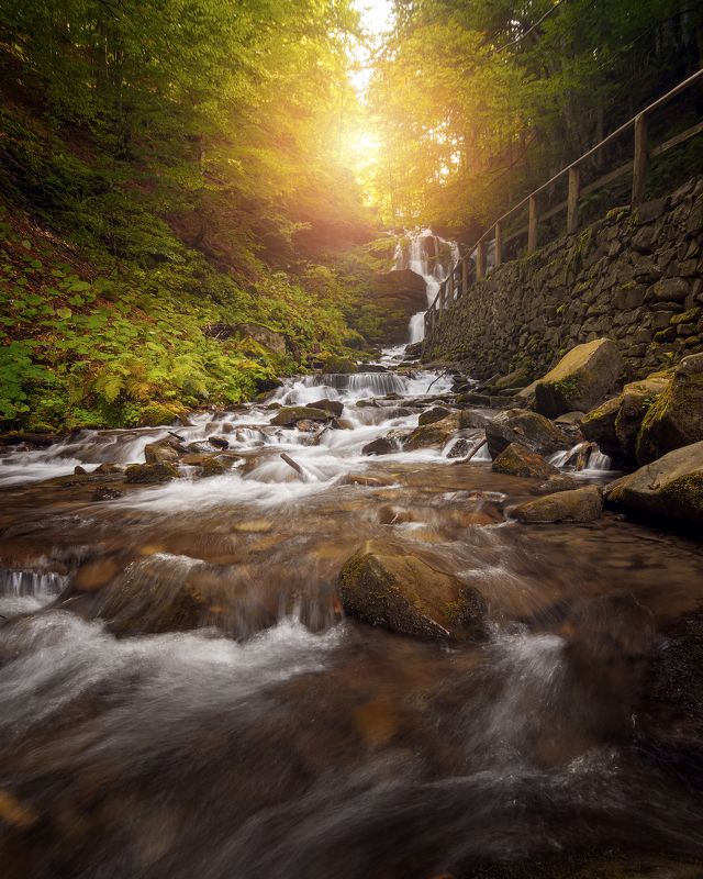 горы, карпаты, водопад, шипот, река, лес, украина Водопад \