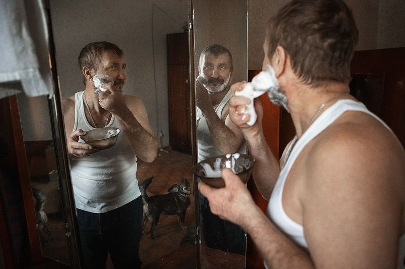 папа, сын, классическое бритье, старинка, ретро, семья Хочу как папаphoto preview