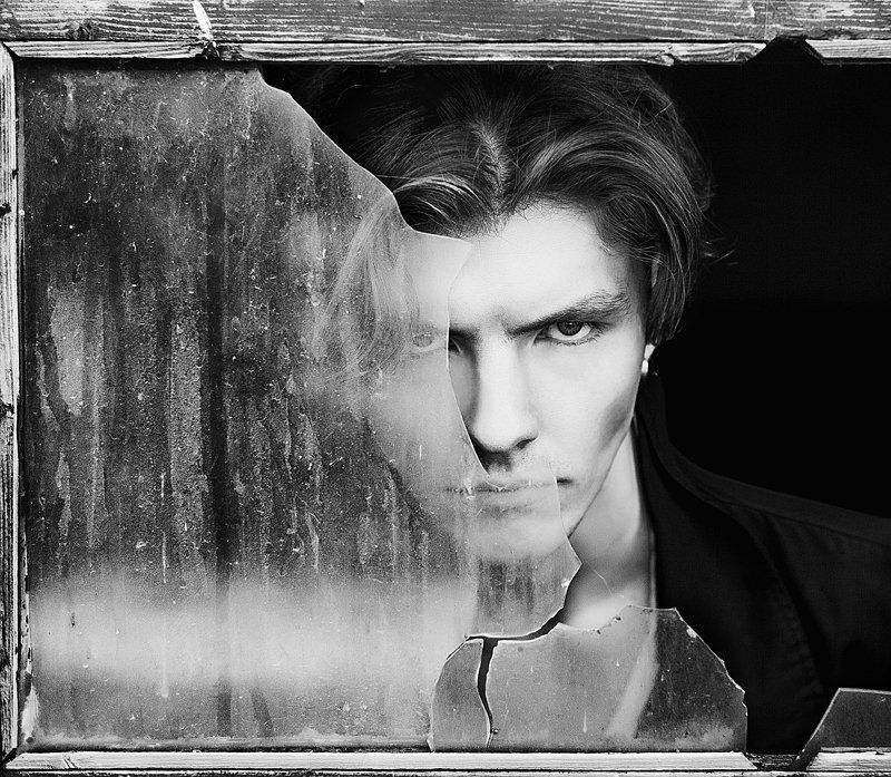 Мужчина, Портрет, Черное-белая фотография photo preview