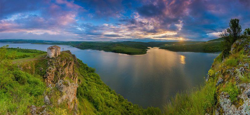 god, place, sunrise, panorama, church, amazing, lake photo preview