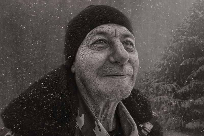 портрет, мужчина, лес, взгляд, зима, man, portrait, winter, sight, forest  фото превью