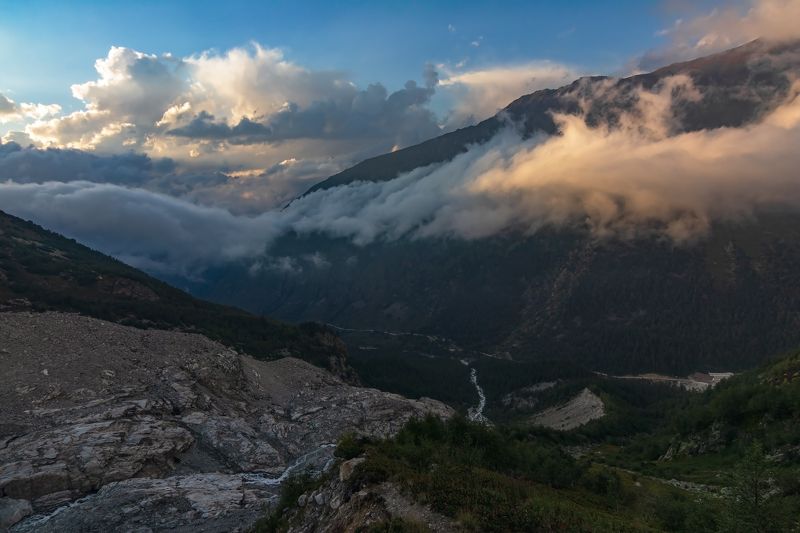 горы, альпинизм, кавказ, ледники и тихо вечер опускался...photo preview
