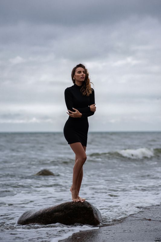 portrait, woman, summer, sea, sky, dress, mood, people, waves Stormy mindsphoto preview