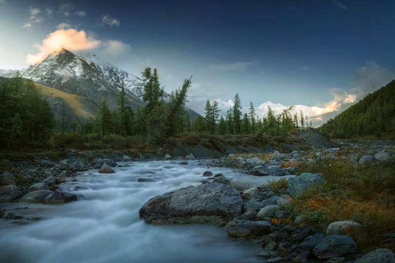 алтай, озеро, горы, лес, природа, закат, рассвет, красота, приключения, путешествие Аккемские рассветыphoto preview